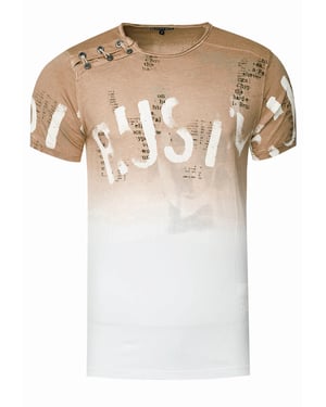T-Shirt Verwaschen mit Farbverlauf und Seitlicher Knopfleiste