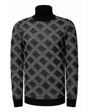 Grobstrick mit Karomuster Rollkragen-Pullover