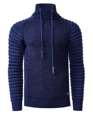 Biker Grobstrick Stehkragen-Pullover