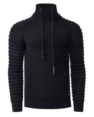 Biker Grobstrick Stehkragen-Pullover
