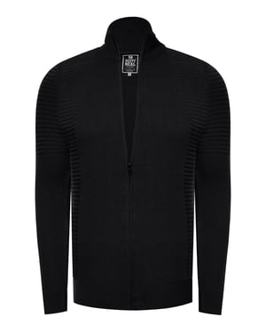 Feinstrick im Biker-Stile Slim Fit Strick-Jacke