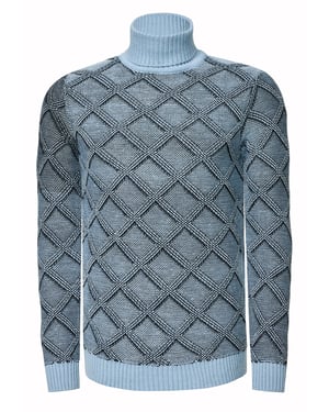 Grobstrick mit Karomuster Rollkragen-Pullover