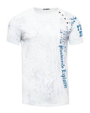 Rundhals T-Shirt mit Seitlicher Knopfleiste