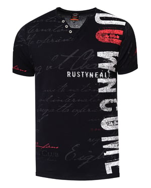 V-Neck T-Shirt mit Seitlichem Logo-Print