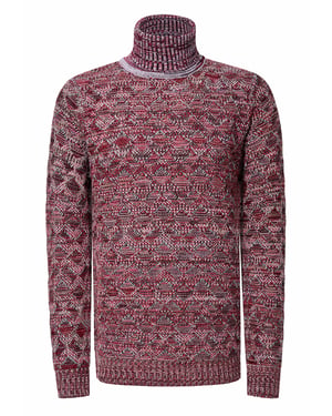 Kontrast Grobstrick Rollkragen-Pullover