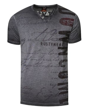 V-Neck T-Shirt mit Seitlichem Logo-Print