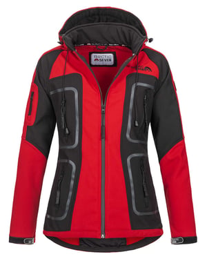 Arctic Seven Damen Softshelljacke AS181 Rot - Schwarz Größe XXXXXL - Gr. 50