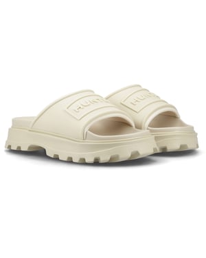 Hunter Moulded Stacked Slider Polyester Damen Kies Pantoletten