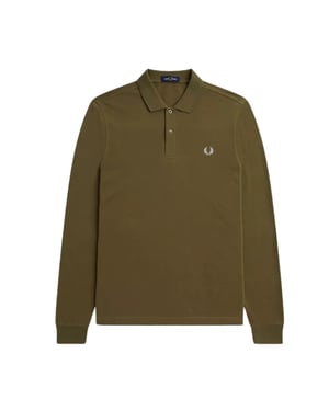 Fred Perry Uniform Poloshirt, langärmlig, schlicht, Grün