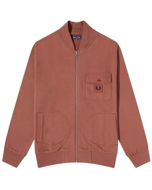 Fred Perry - Bomberjacke mit durchgehendem Reißverschluss in Whiskeybraun