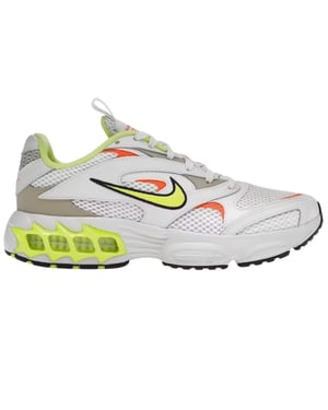 Weiße Nike Air Fire-Sneaker mit gelben Details
