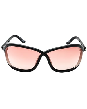 Tom Ford - Sonnenbrille in glänzendem Schwarz mit verspiegelten Samtgläsern