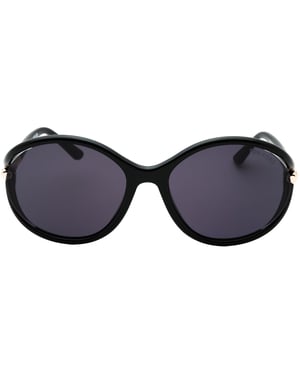 Tom Ford - Sonnenbrille in glänzendem Schwarz mit dunklen Rauchgläsern