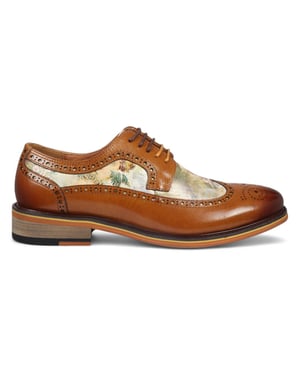 Justin Reess Herren-Brogue-Schuhe aus braunem Leder mit ikonischem Print – Scott