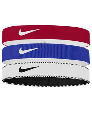Nike - "Classic" Stirnband Breites Band(3er-Pack) (Rot/Blau/Weiß)