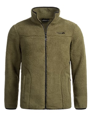 Arctic Seven Herren Sherpa Fleecejacke – Warme Outdoorjacke mit Zipper – Olive