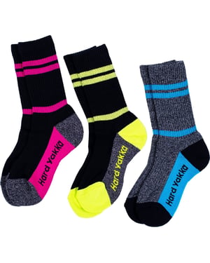 Hard Yakka Crew 3er-Pack Baumwoll-Arbeits-Socken für Frauen in Mehrfarbig