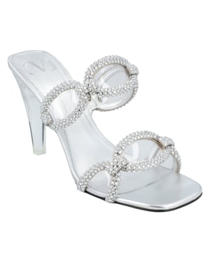Valentino Chain 1967 Slide Sandalen Silber