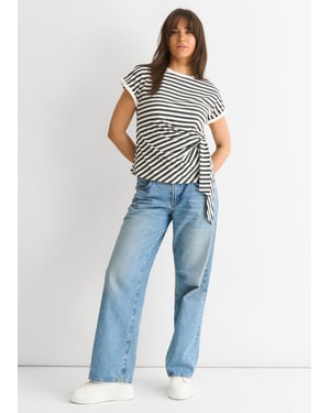 Graues Stretch-Streifen-Top
