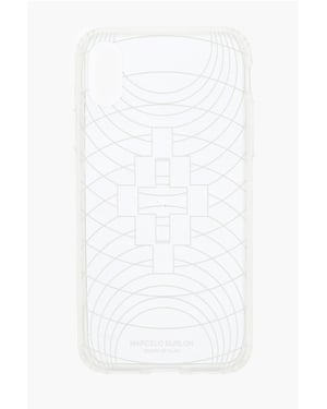 Transparente TECHNOFOLK XS iPhone-Hülle mit Prägung und Aufdruck in Weiß