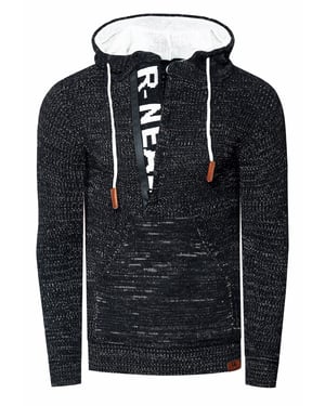 1/2 Zip Grobstrick Slim Fit Kapuzen-Pullover