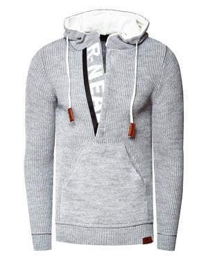1/2 Zip Grobstrick Slim Fit Kapuzen-Pullover