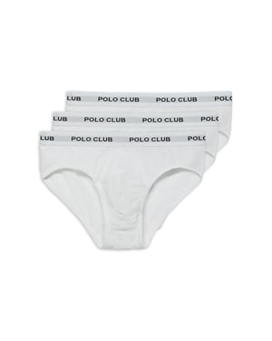 Slips im Dreierpack weiß mit Polo Club Logo-Detail