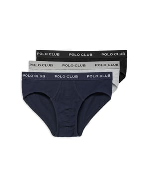 Slips im Dreierpack schwarz, grau und marineblau mit Polo Club Logo-Detail