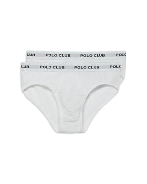 Slips im Zweierpack weiß mit Polo Club Logo-Detail
