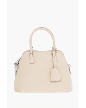 MM11 5AC-Tasche aus strukturiertem Leder mit Canvas-Detail in Beige