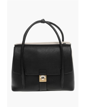 Tragetasche aus Canvas und Leder mit verstellbarem Schultergurt in Schwarz