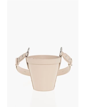 Bucket Bag aus Lackleder mit verstellbarem Schultergurt in Pink