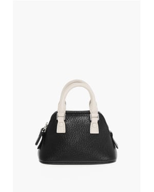 MM11 Zweifarbige 5AC Minitasche aus Leder in Schwarz und Weiß