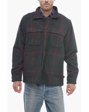 Kariertes Woll-Mix-Overshirt MALONE in Grau