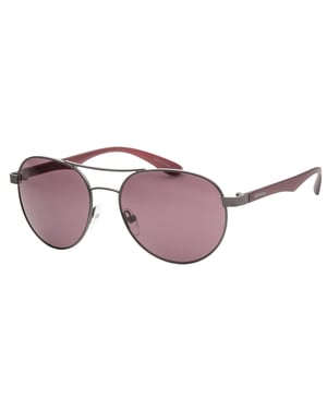 Calvin Klein - Sonnenbrille mit mattem, metallgrauem Rahmen und rosa Gläsern