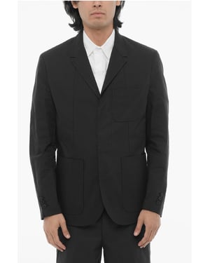 Ungefütterter Slim Fit Blazer mit aufgesetzten Taschen in Schwarz