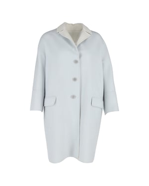 Loro Piana Button-Up-Mantel aus hellblauer Wolle