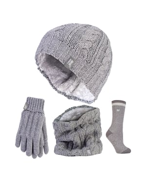 Damen Thermo Winter Set - Hut, Handschuhe, Schal und Twist-Socken