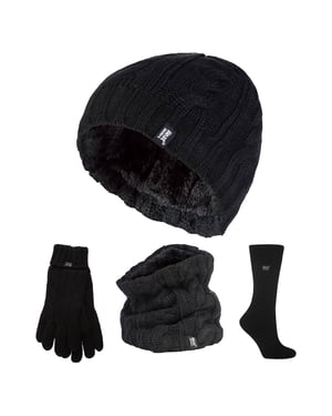 Damen Thermo Winter Set - Mütze, Handschuhe, Halswärmer & Twisted Socken
