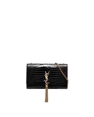 Saint Laurent Kate – Mittelgroße Ledertasche mit Krokodilprägung und Quaste