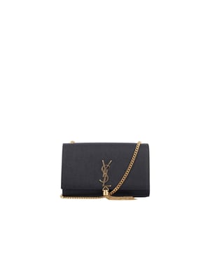 Saint Laurent – Kate – Kleine Servietten-Schultertasche aus genarbtem Leder mit Quaste