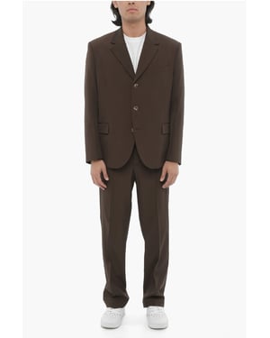 Slim Fit Anzug mit 3 Knöpfen und Seitenschlitzen, Revers, in Braun
