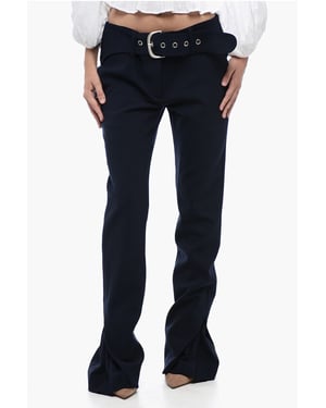 Low-Waist-Hose mit Plissee-Detail in Mitternachtsblau