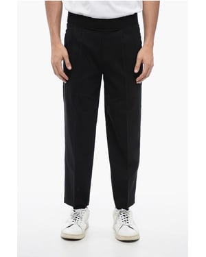 Tapered Fit Hose aus Leinenmischung mit doppelter Bundfalte in Schwarz
