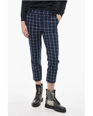 Woll-Mix COMFORT Hose mit Karomuster in Blau