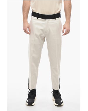 Slim Fit-Hose TOM aus Baumwolltwill mit kontrastierendem Bund in Beige