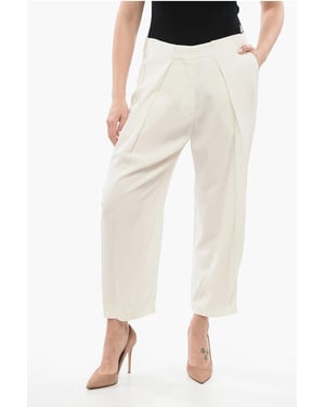 Tapered Fit-Hose aus Viskose mit einfacher Bundfalte in Weiß