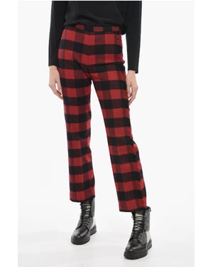 Stretch-Wollhose mit Karomuster in Nero, Rosso