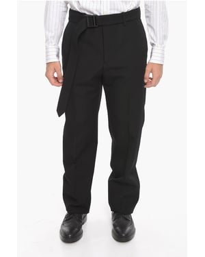SEASONAL BUCKLE DRY Wollhose mit Gürtel in Schwarz