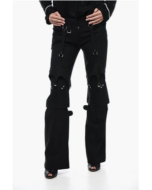 Cargohose aus Wollmischung mit Schnallendetail in Schwarz